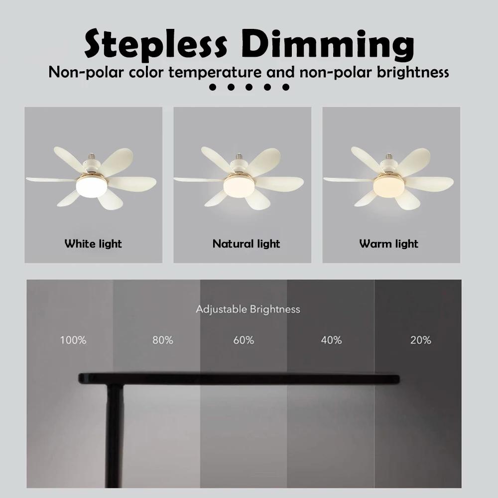 Home LED iling Fan Light E26 E27 Base 3-colour Adjustable Wireless Remote Control 52CM iling Fan Lamp for Bedroom Living