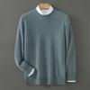 Men's Solid Color Wool Sweater, Round Neck, Autumn/Winter 2025, Business Casual, Loose Long Sleeve Knitwear