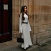White Knitted Long Dress Women 2026 Spring New Long Sleeve Bandage Loose Casual Dress Streetwear Womens Vestidos