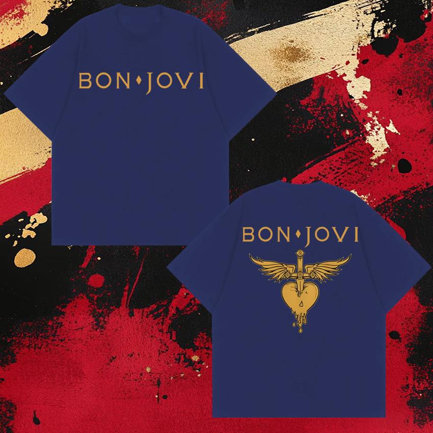 New In Bon Jovi Tour 2026 Album Forever Poster Print T Shirt Unisex Oversized Cotton Black Short Sleeve Tshirts Unisex WOMEN Tops
