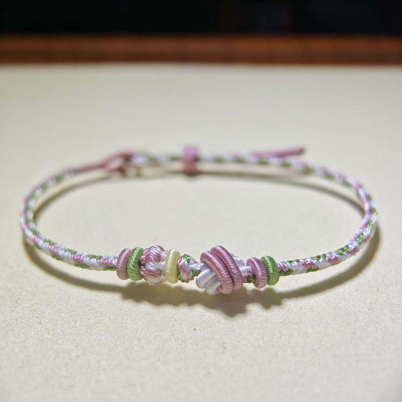 

Красивый 2-мм ремешок для переноски, золотистый, съемный, DIY, подвеска из бусин на удачу, тонкое отверстие, специальная плетеная вручную веревка Green purple White-one-way-Dimple knot 15-19cm/2mm