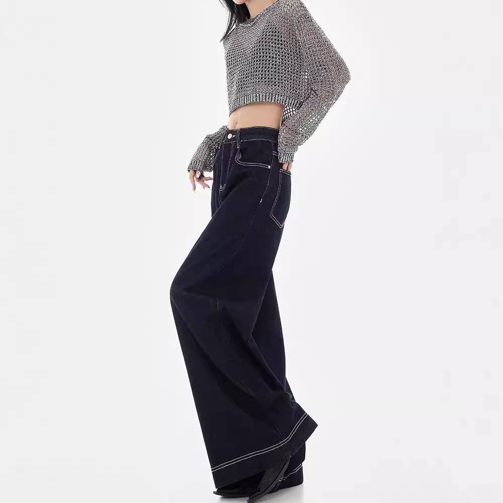 KEN STUDIO Women's Retro Loose Wide Leg Denim Jeans - Early Autumn Collection