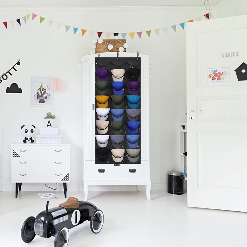 Průhledné přenosné nástěnné úložné tašky s háčky na víčka s hlubokými kapsami pro ochranu úložného prostoru a vystavení