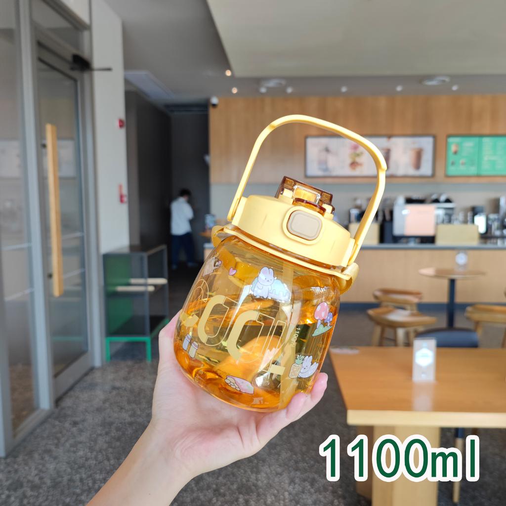 Online Celebrity Children's Straw Pot-bellied Cup Portable Strap High-value Cute Water Cup Girls Double Drink Large-capacity Kettle.