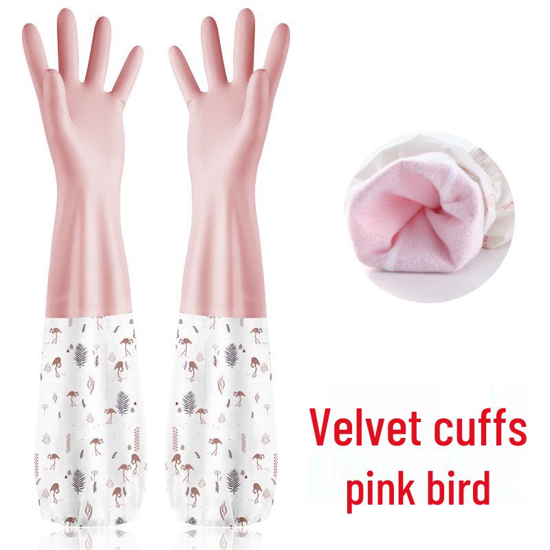 Fleece-Lined Waterproof Rubber Gloves for Dishwashing and Laundry