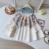 Girls Summer Floral Lace Camisole Dress And Vest Two Piece Set Princess Childrens Outfit