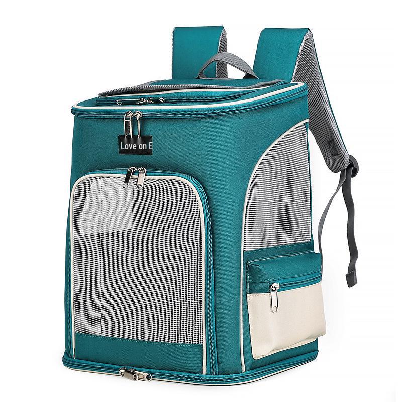 Breathable Double Shoulder Pet Backpack - Large Capacity Oxford Cloth Bag for Cats and Dogs