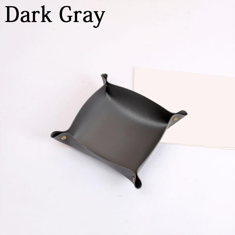 

1 шт., ящик для хранения, лоток для хранения, украшение для дома, искусственная кожа, настольное хранилище, портативный S темно серый