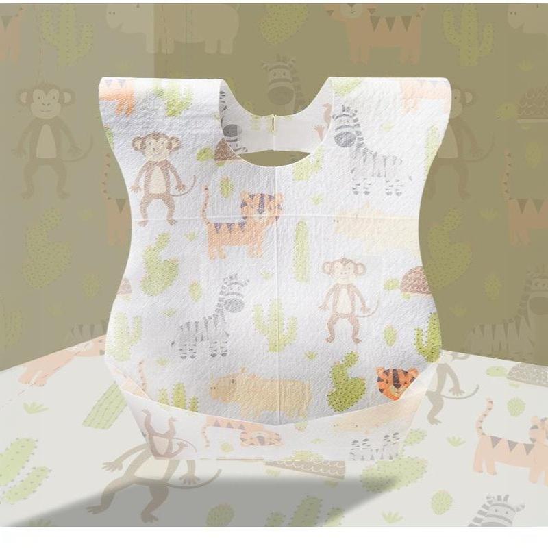 10Pcs Disposable Baby Bib Waterproof Oilproof Portable Printed Infant Feeding Bib For Toddler Eating Travel Daily Use