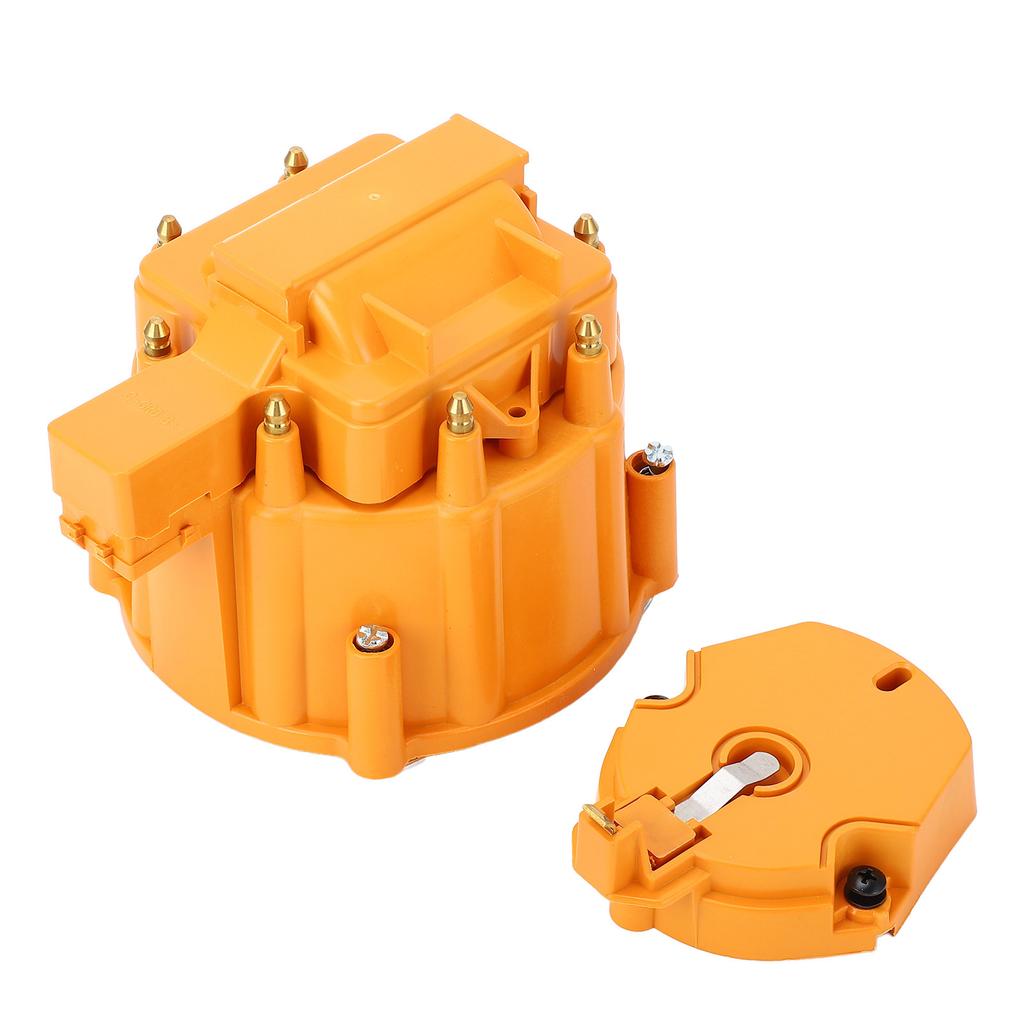 HEI Distributor Cap and Rotor Heavy Duty Large Distributor Cap Set for SBC 283 305 307 327 350 400 K549 Orange