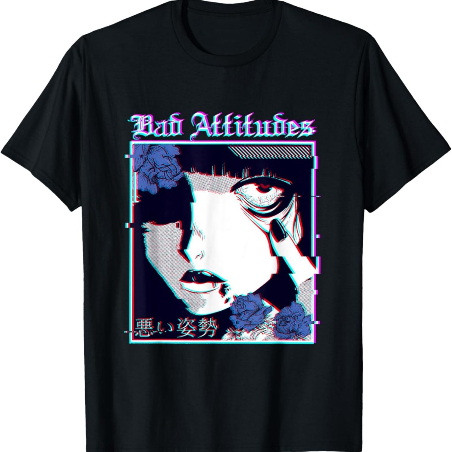 Bad Attitudes Edgy Anime Japanese Alt Indie Lofi Girl T-Shirt S чёрный
