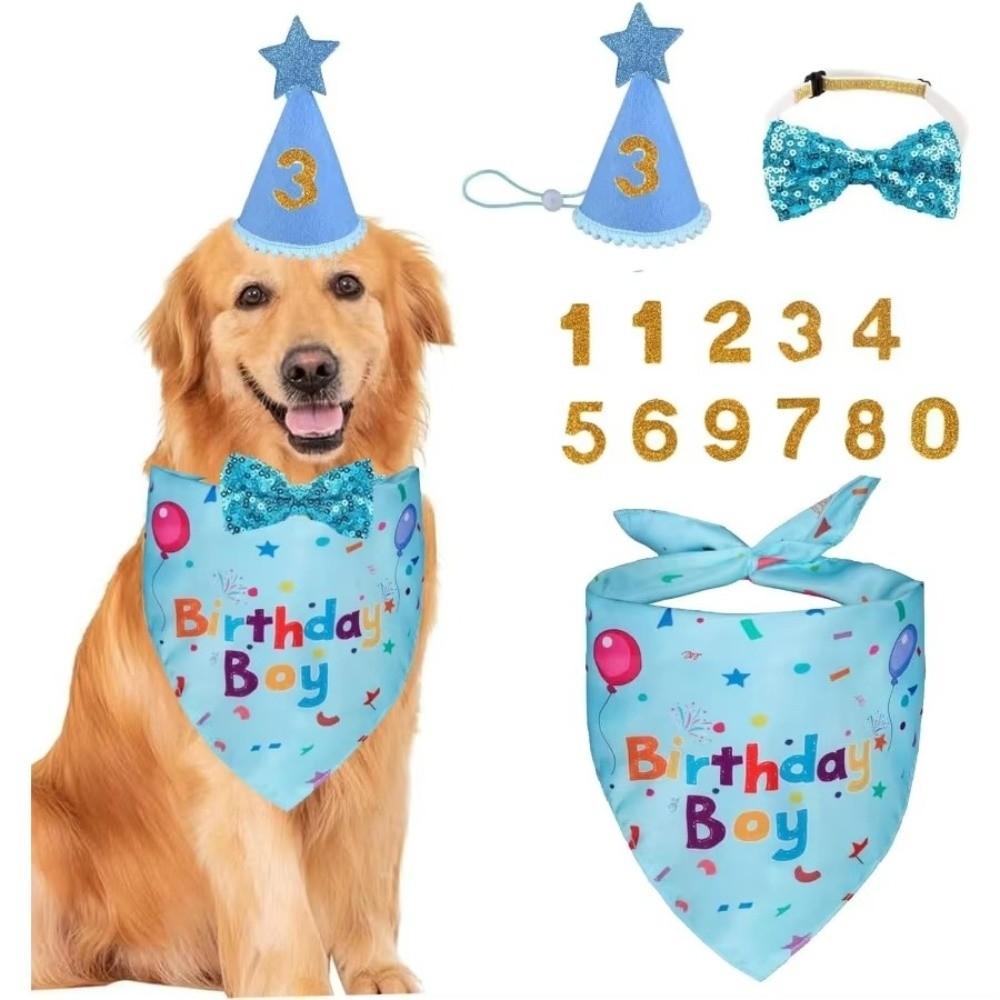 Adjustable Pet Birthday Caps Cute Dog Birthday Bib Dog Dress Up Dog Birthday Hat Set for Dogs Cats