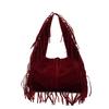 Sense of Luxury High Quality Designer Style Faux Suede Square Shoulder Bags Solid Retro Tassel Women's Handbags 2025 Winter New
