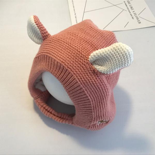 

Toddler Fleecelined Knitted Cap With Animal Design For Cold Weather Use рожевий