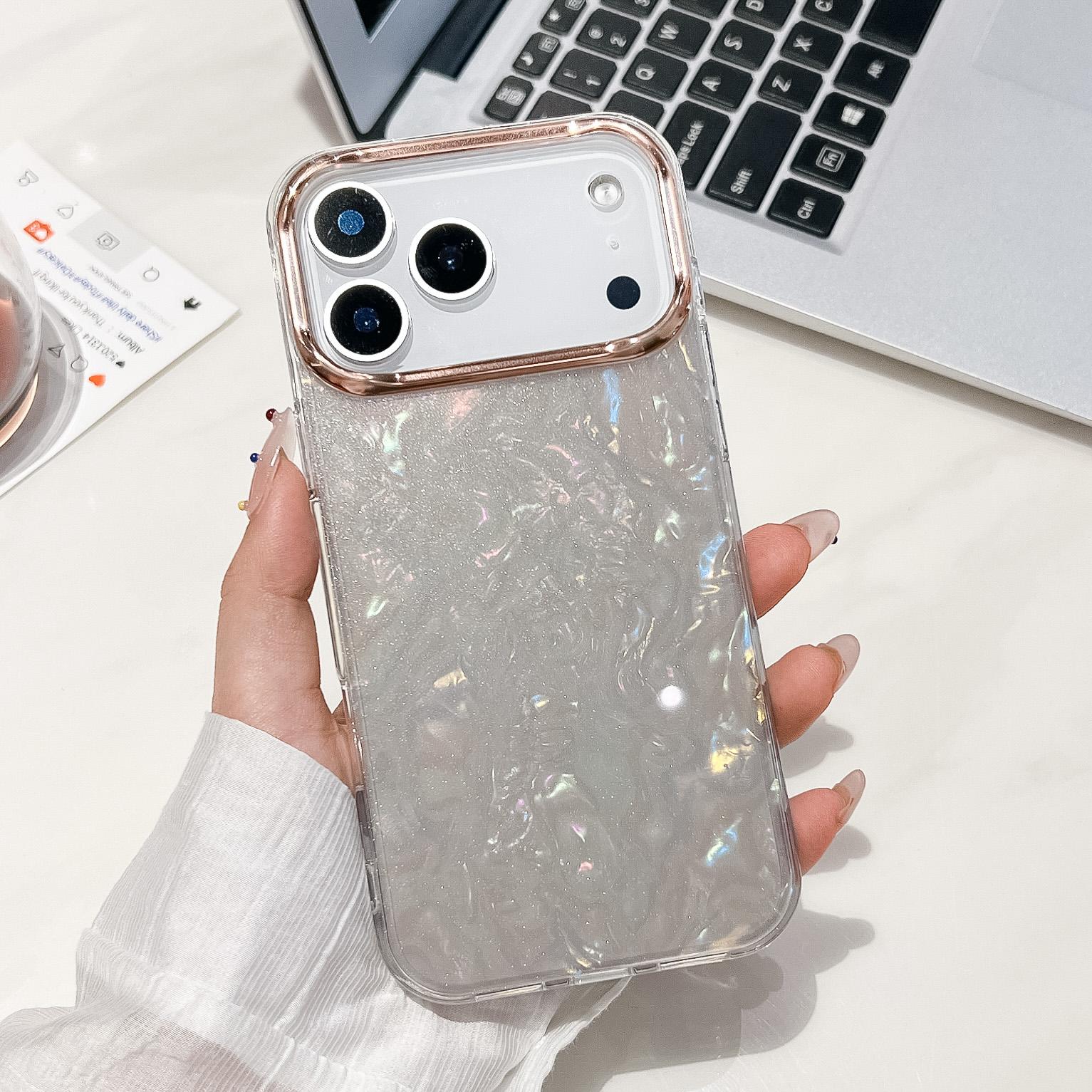 

Luxury Laser Aurora Shell Pattern Case For For Iphone 17 Air 16 15 14 Plus 13 12 11 Pro Max Shiny Glossy Plating Camra Bling Cover iPhone 15
