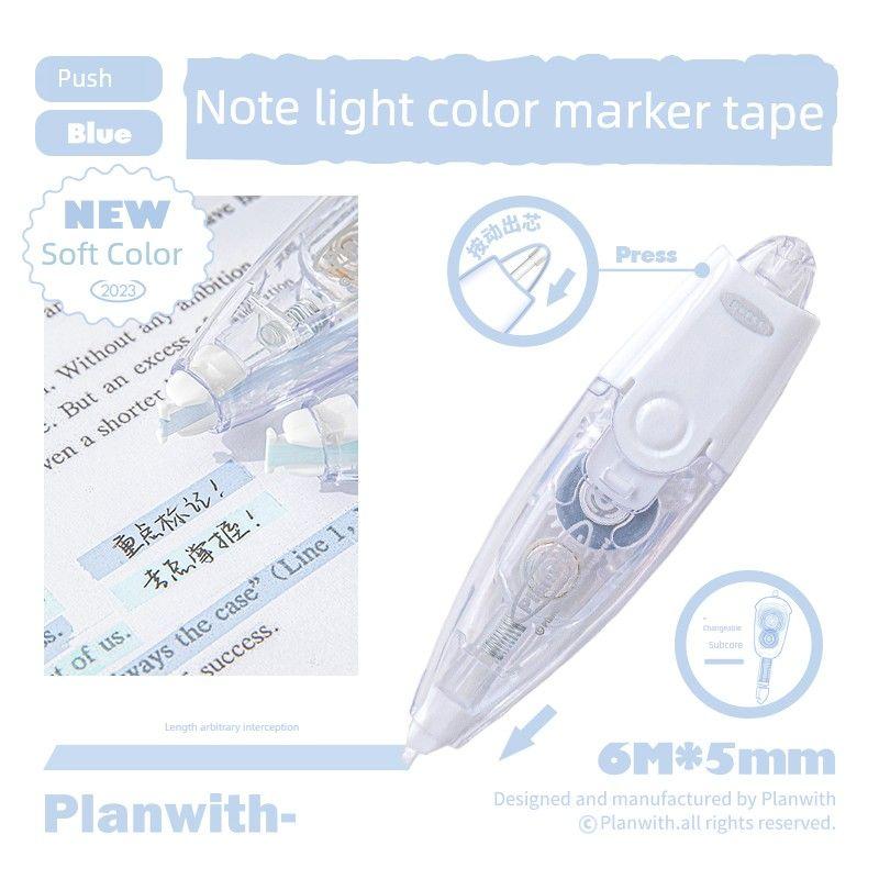 

Planwith Fluorescent Mark Belt Correction Tape Students Use Push Hand Account Notes Color Draw Key Creative Stationery (blue) blue