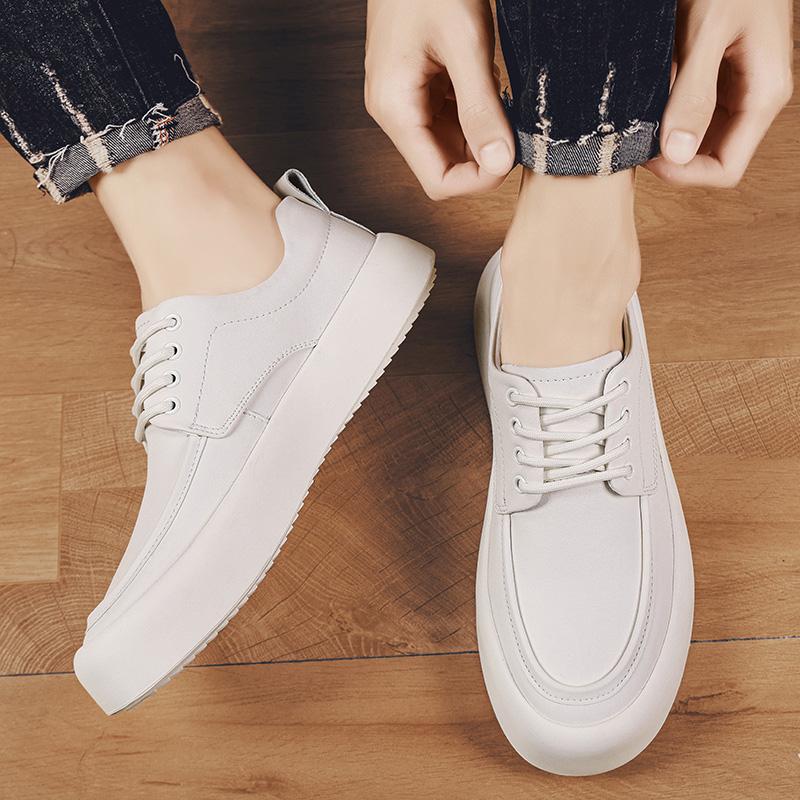 Men's Genuine Leather Business Casual Shoes Youth Fashion Casual Platform Shoes Men's All-match Outdoor Breathable Shoes Soft Wedding Shoes