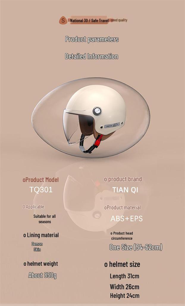 3C Certified National Standard Electric Scooter Helmet: Men's Transparent, All-Season, Universal Safety Half Helmet