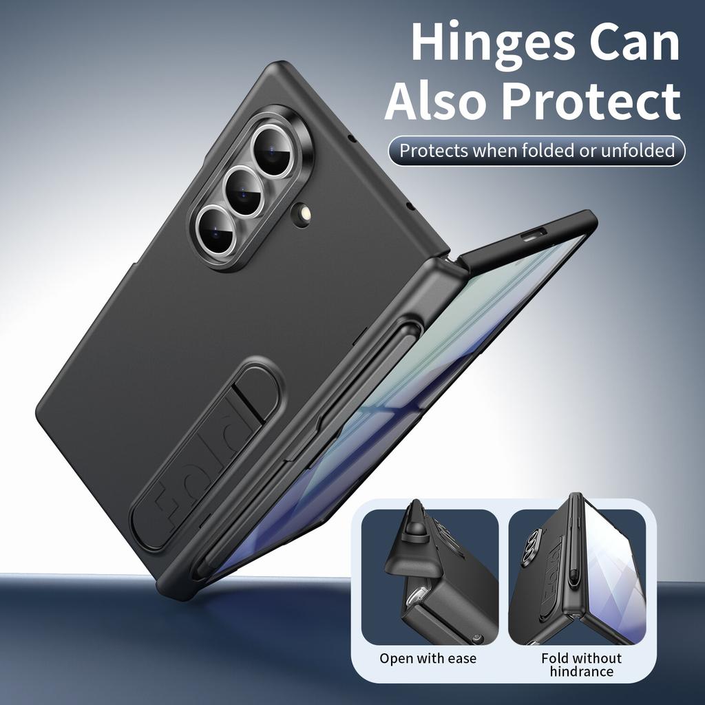 Case for Samsung Galaxy Galaxy Z Fold 7 6 5 4 3 with S Pen Holder & Stylus, Invisible Kickstand,Built In Screen Protector Cover Phone Bumpers