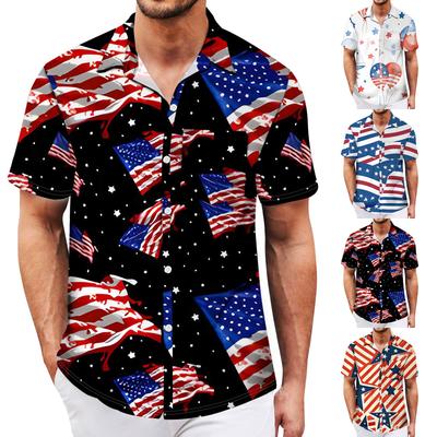 Men's Vintage Button Down Bowling Shirts Short Sleeve Summer Beach Shirt
