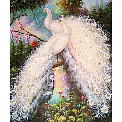 5D DIY Diamond Painting Pattern White peacock Cross Stitch Home Decor FO