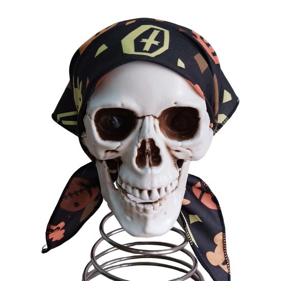 Pirate Skull Tree Topper Halloween Spooky Skeleton Treetop Ornament Resin Human Skull Decoration for Halloween Christmas Party Decor