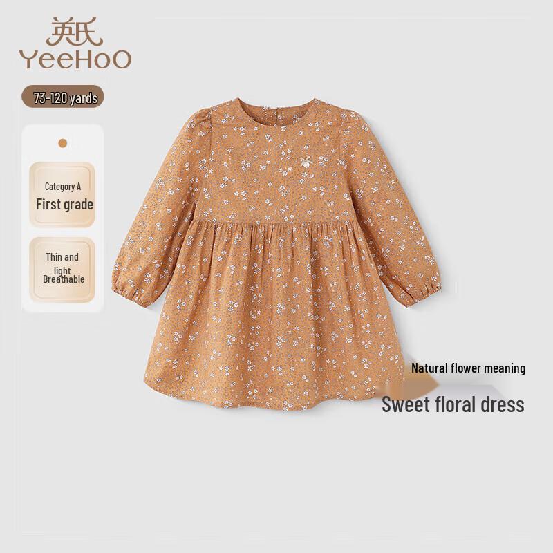 YEEHOO Baby Girls' Floral Print Long-Sleeve Dress