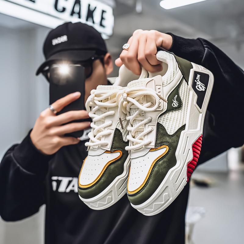 

Мужская мода, повседневная низкая обувь для скейтбординга, удобные кроссовки для мальчиков, студенты, трендовая мягкая подошва, классическая дышащая нескользящая спортивная обувь 44 зелёный/бежевый