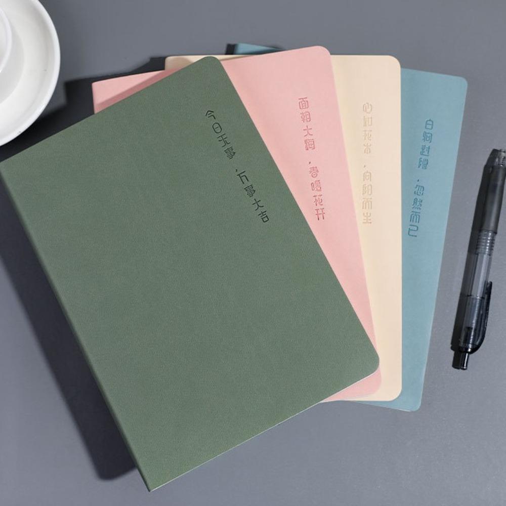 

Blank Lined A5 Leather Notebook Soft Cover Daily Planner Meeting Record Handbook Office рожевий