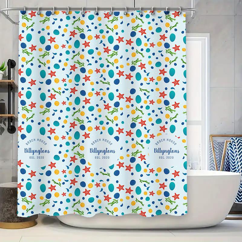 

Blue and White Shower Curtain with Rectangular Design for Modern Bathroom Decor Quick Dry Fabric (180x240cm) 90x180cm