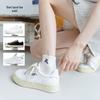 Spring & Summer White Embroidered Women's Sporty Cotton Socks - Versatile & Thin