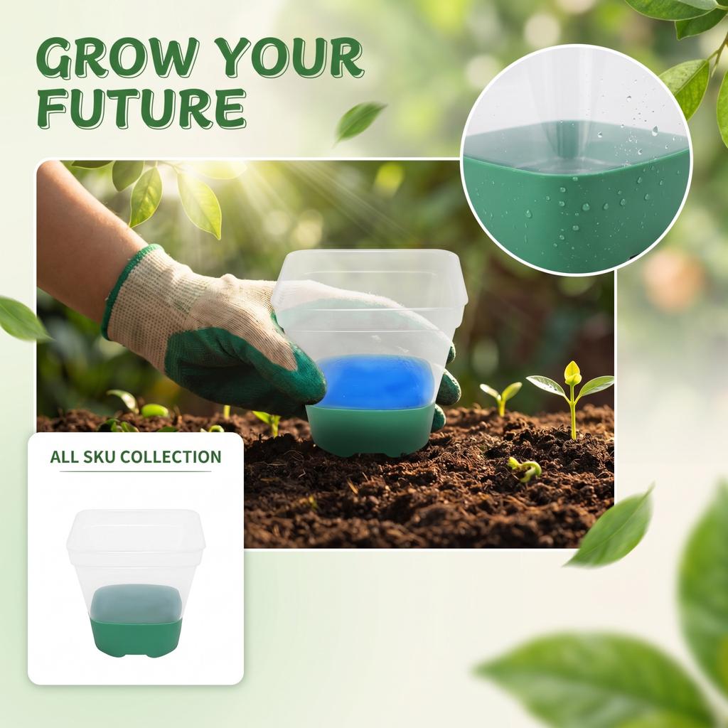 Plastic Square 3 Inch Seedling Starter Cup Transparent Nursery Container for Plant Propagation and Seed Germination with Drainage Holes