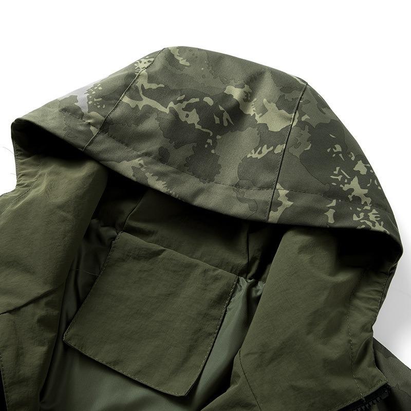 European Size Hooded Tooling Jacket Men's New Loose Outdoor Camouflage Men's Top Coat