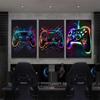 Cooles Gaming Wandbild Leinwandgemälde, Bunter Gamer Controller, Neon Pop Poster und Druck, E-Sports Raumdeko, Geschenk, Ohne Lichter