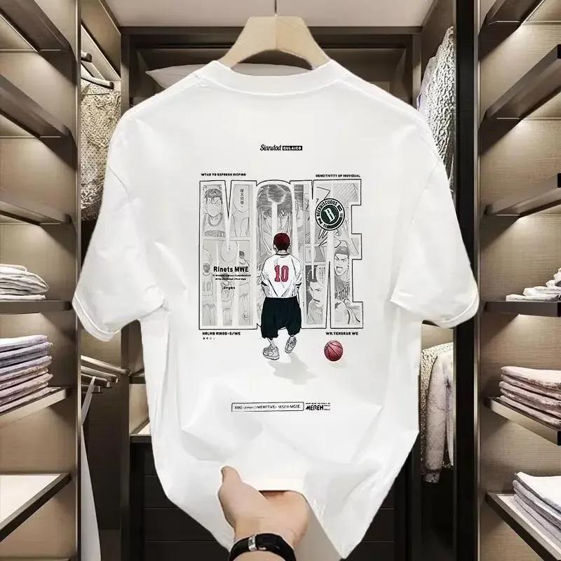 2025 Summer New T-shirt 100 cotton loose y2k casual men s wear breathable all-fashion T-shirt Summer high-quality round neck