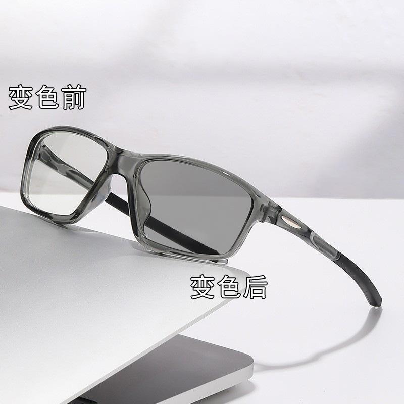 Simple color-changing glasses Ultra-light sports anti-collision outdoor can be matched with degrees Myopia glasses Black frame Student anti-drop