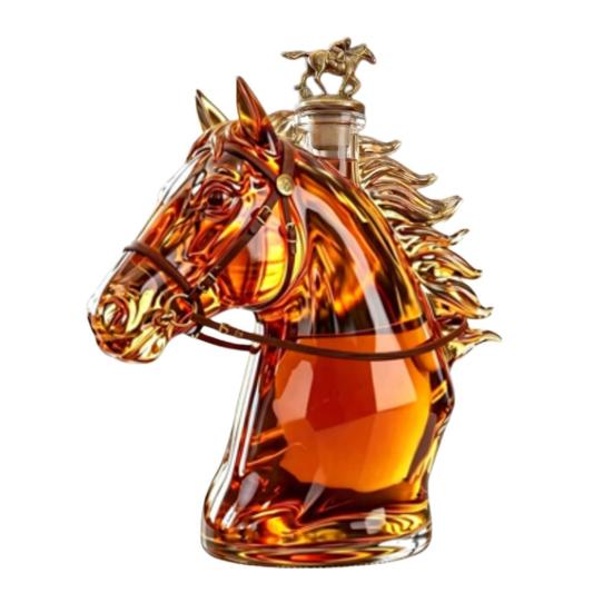Horse Head Whiskey Decanter, Funny Glass Liquor Bottle, 350ml Whiskey Wine Spirits Decanter, Novelty Bar Decor Gift for Men Dad Horse Lovers C