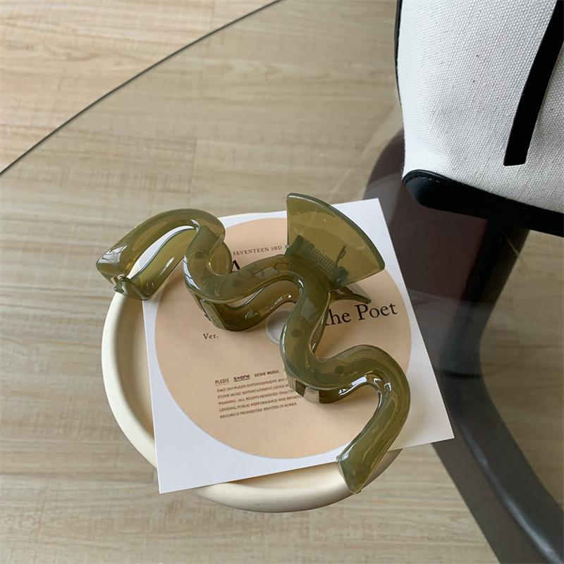 Wellenförmige Haarspange Damen Groß Krabbe Bad Pferdeschwanz Plastik Haarspange Koreanisch Gelee Haarnadel Haarspangen Mädchen Haarschmuck