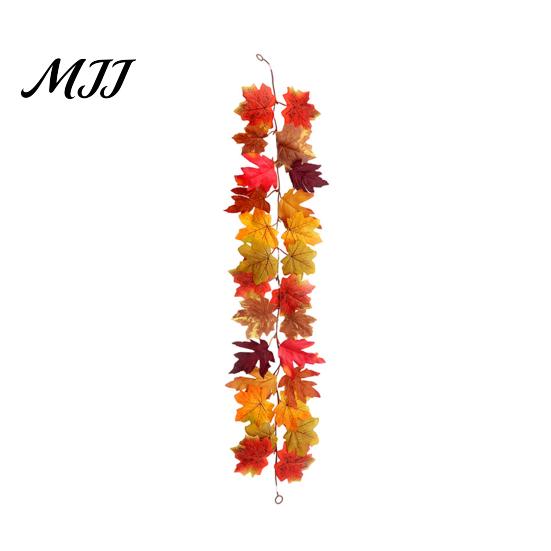 Autumn Artificial Garland 100/175CM Maple Leaf UV Resistant Fall Halloween Thanksgiving Vine Day Harvest Festival Mantle Porch Indoor Outdoor