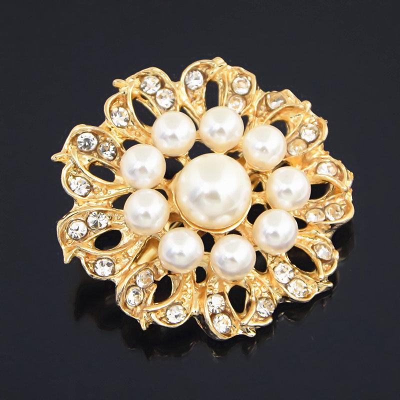 Korean Style Pearl Rhinestone Flower Brooch – Versatile Lapel Pin Accessory