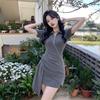 American Spice Girl Style POLO Neck Dress Women's Spring Dress New Design Irregular Slim Skinny Skirt
