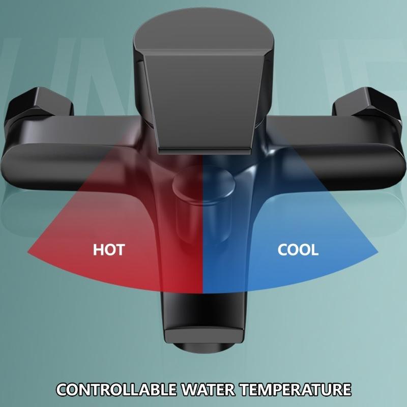 Wandmontierter Heiß-Kaltwasser-Mischbatterie-Wasserhahn Badewannenarmatur Zinklegierungen Badezimmer-Duscharmatur Doppelter Auslauf Einzelner Griff
