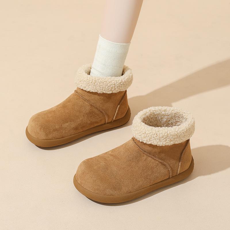 Women's Large Size Soft Sole Heightening Winter Warm Fur Snow Boots Padded Lined Ankle Boots Anti-slip Hiking Casual Sports Cotton Boots