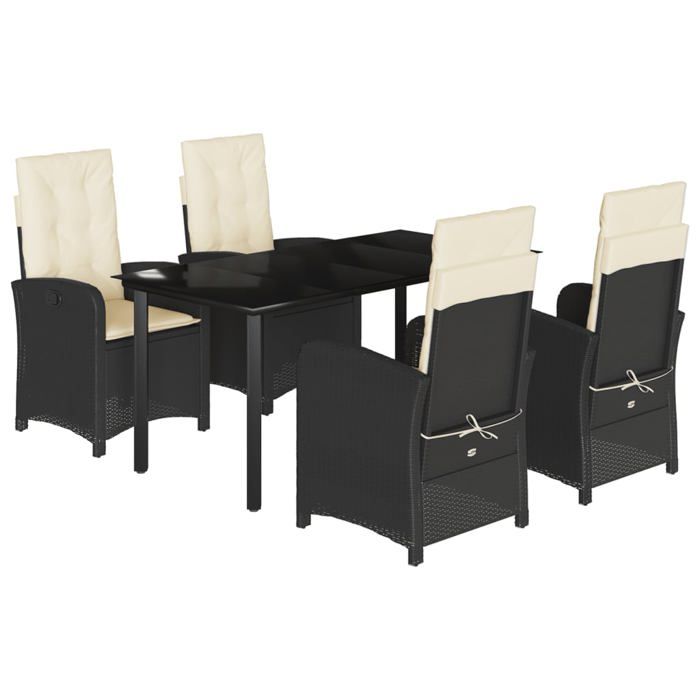 VidaXL Ensemble à Manger de Jardin avec Coussins 5 pcs, Table et Chaises avec Dossier Réglable, Meubles d'Extérieur Patio 3212304