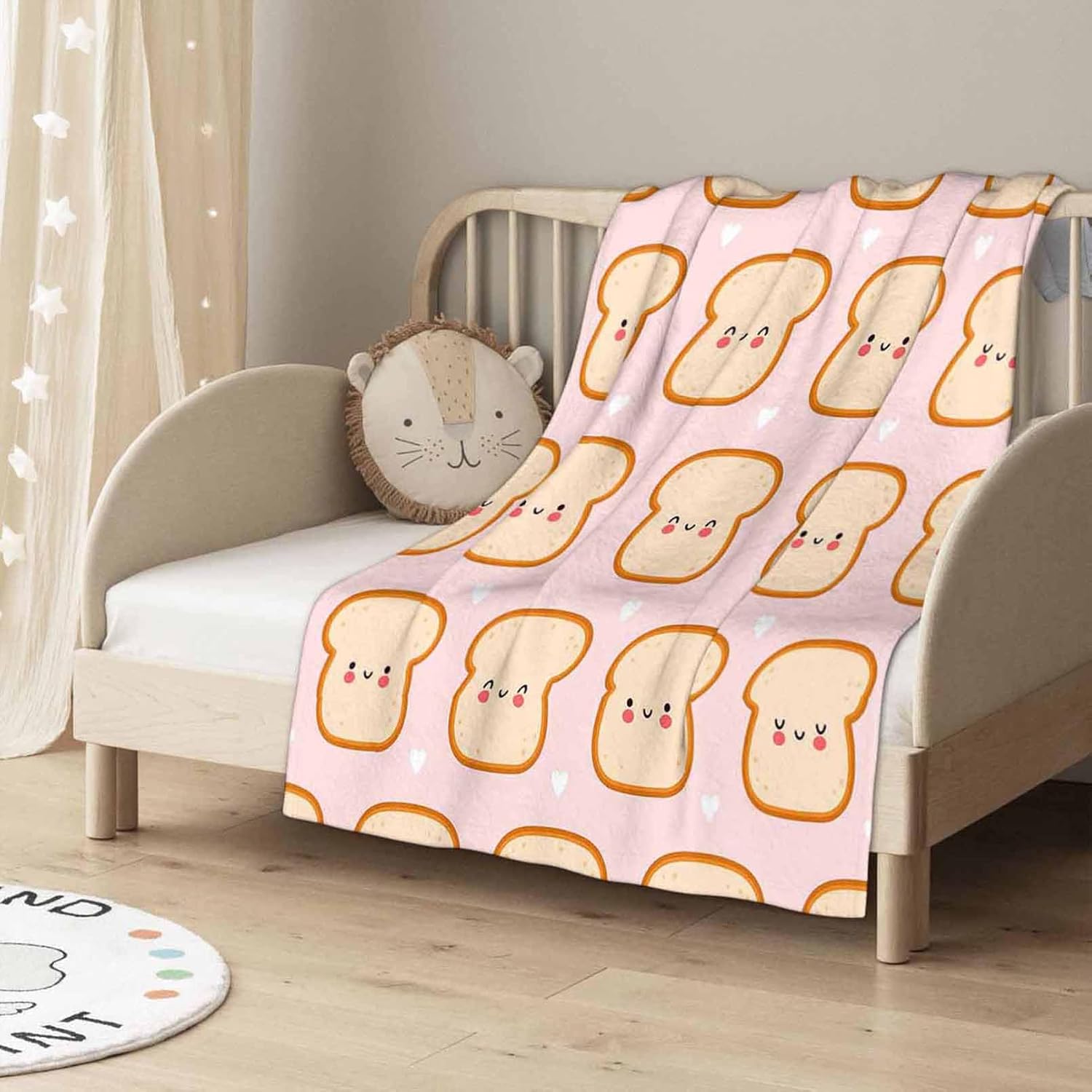 Throw Blanket Inch,Cute Funny Bread Toast Pattern Cozy Soft Lightweight Fuzzy Flannel Blanket Inch Suitable for Couc 75X95CM