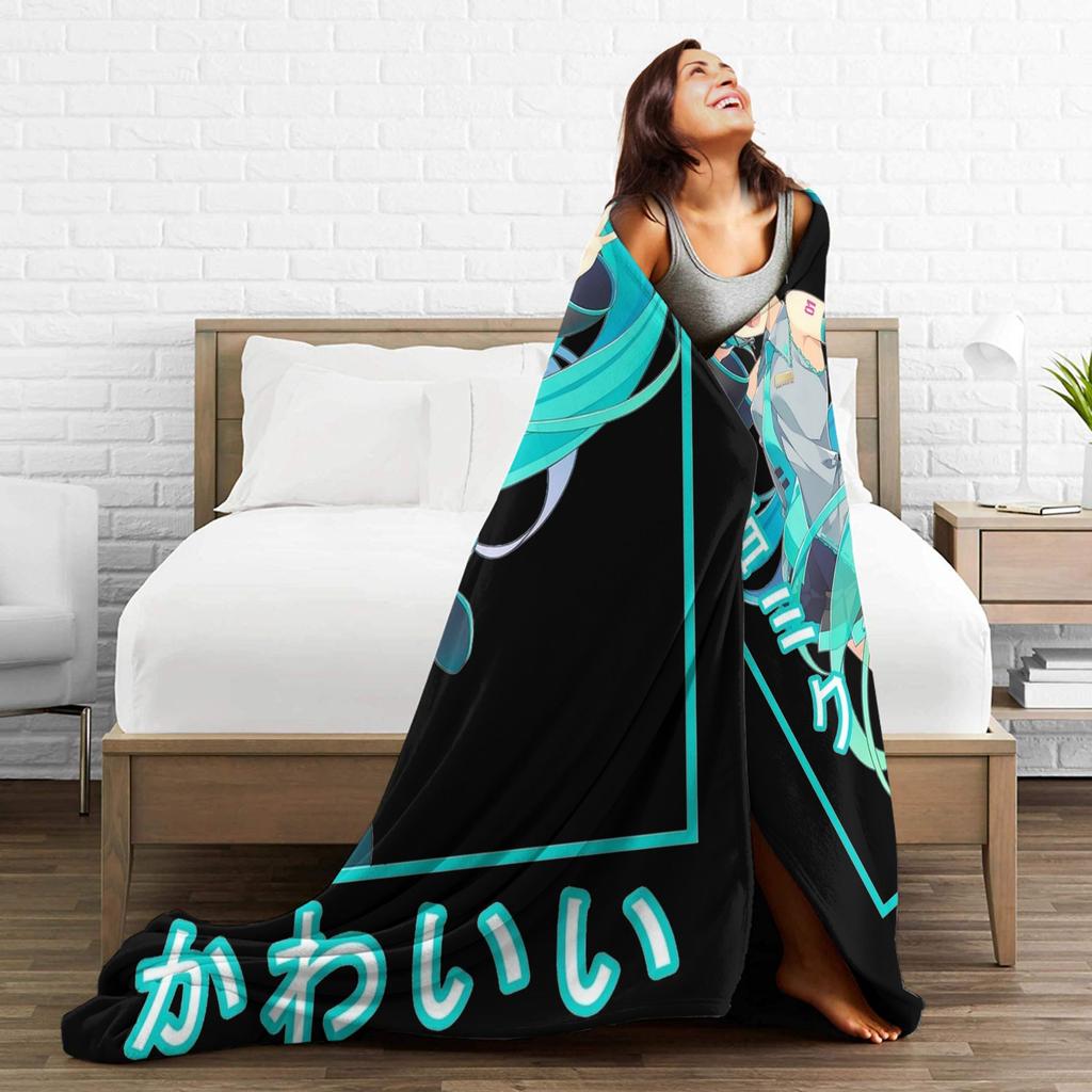 Hatsunes Mikus Anime Blanket Cover Fleece Lightweight Thin Throw Blankets for Bedding Couch Bedroom Quilt