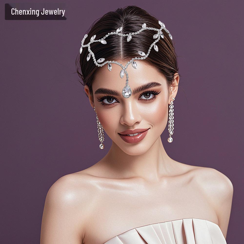 

Chenxing CX495 Bohemian Crystal Leaf Teardrop Rhinestone Forehead Headpiece