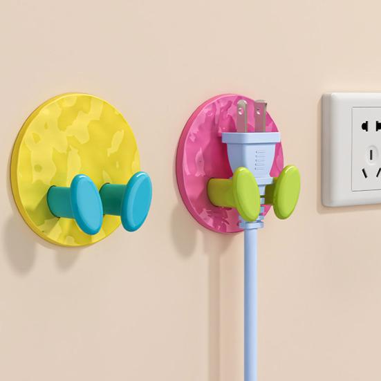 3Pcs Self Adhesive Power Cord Hooks Colorful Cable Organizer Stick on Wall Power Cable Hooks No Drill Charging Head Hook for Kitchen Garage Wire