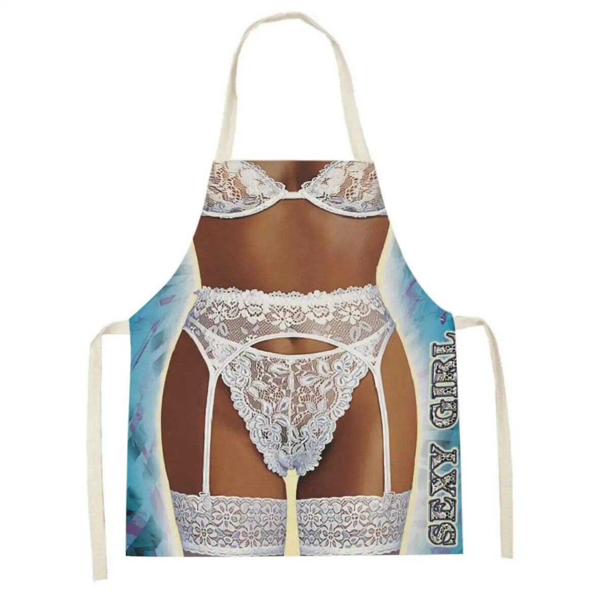 

68x55 см бикини мускулистый мужской кухонный фартук из хлопка и льна для уборки дома кухонные аксессуары тест на масло барбекю нарезанный 68x55cm