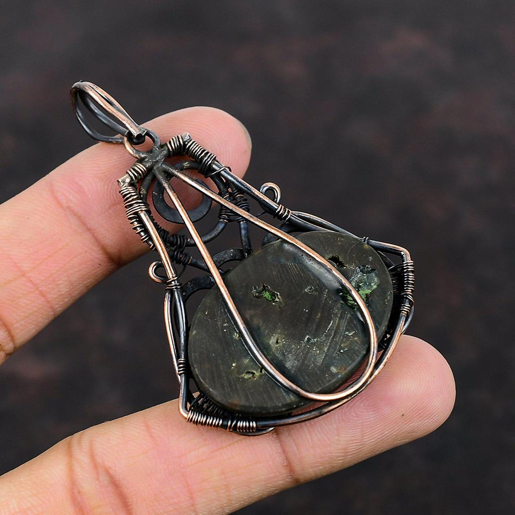 Ocean Jasper Pendant Copper Wire Wrapped Pendant Ocean Jasper Jewelry Handmade Gemstone Pendant Gift For Mother Unique Copper Design Jewelry